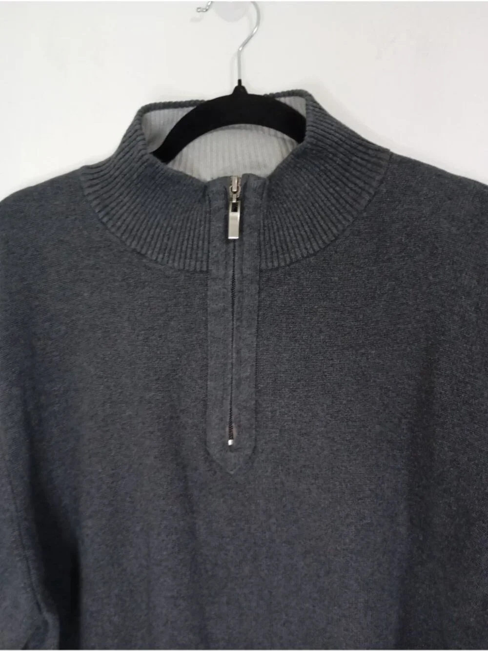 Structure Mens Charcoal 1/4 Zip Pullover Sweater XL 100% Cotton